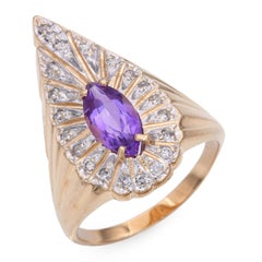 Erte 14k Yellow Gold 0.75tcw Amethyst and Diamond Peacock Ring
