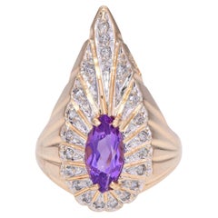 Erte Bague paon en or jaune 14k 0.75tcw améthyste et diamant