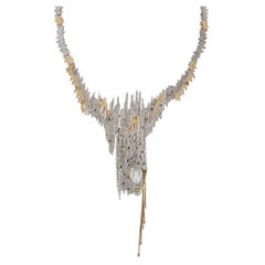 Erte 14K Yellow Gold and Silver Diamond and Sapphire Necklace ER13-122325 Erte 14K Yellow Gold and Silver Diamond and Sapphire Necklace ER13-122325