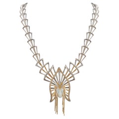 Erte 14K Yellow Gold, Silver Mother of Pearl Necklace ER11-122325 Erte 14K Yellow Gold, Silver Mother of Pearl Necklace ER11-122325