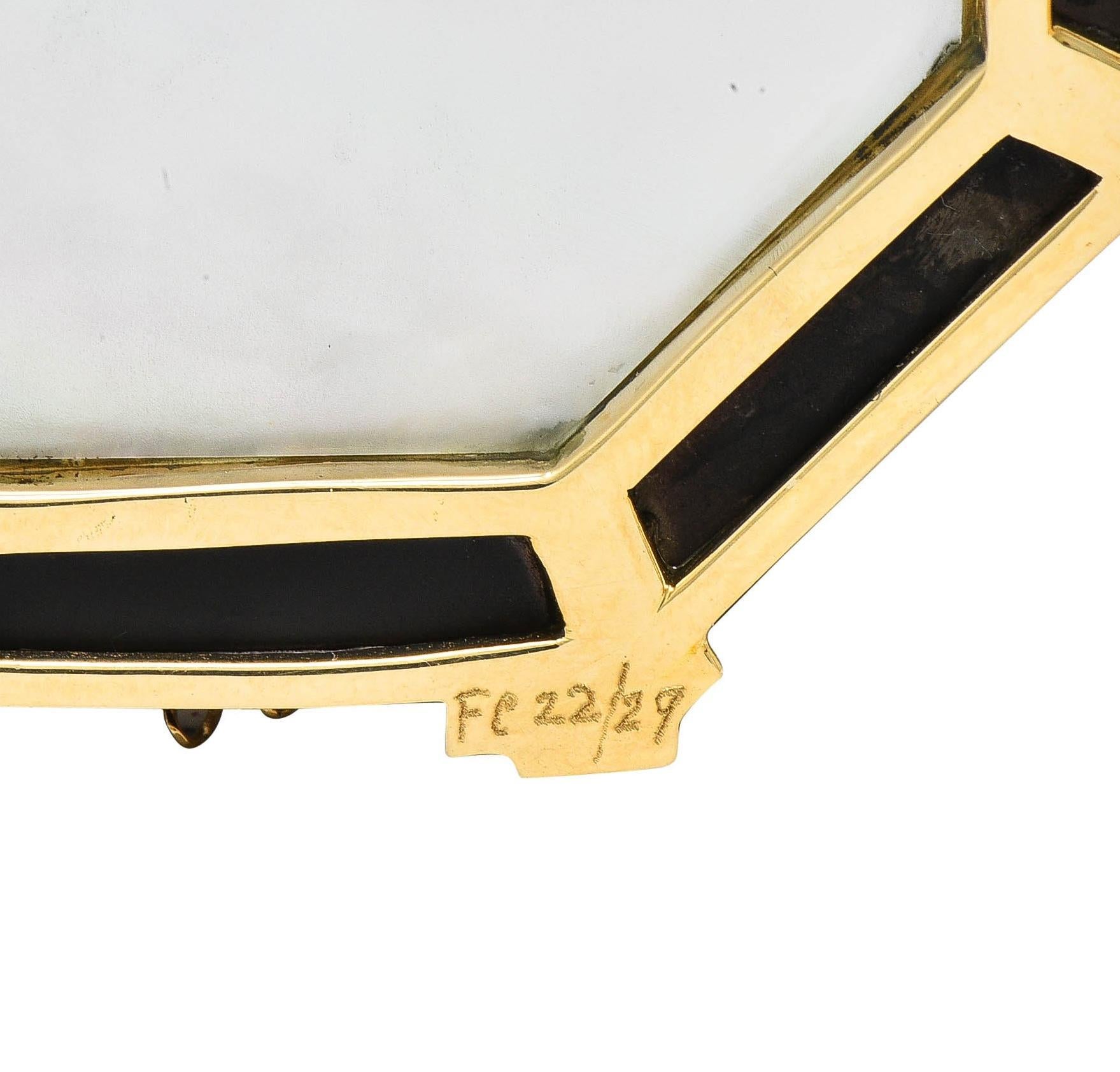 Erté 1970's Diamond Onyx Mother-Of-Pearl 14K Gold Vintage Aventurine Necklace 3