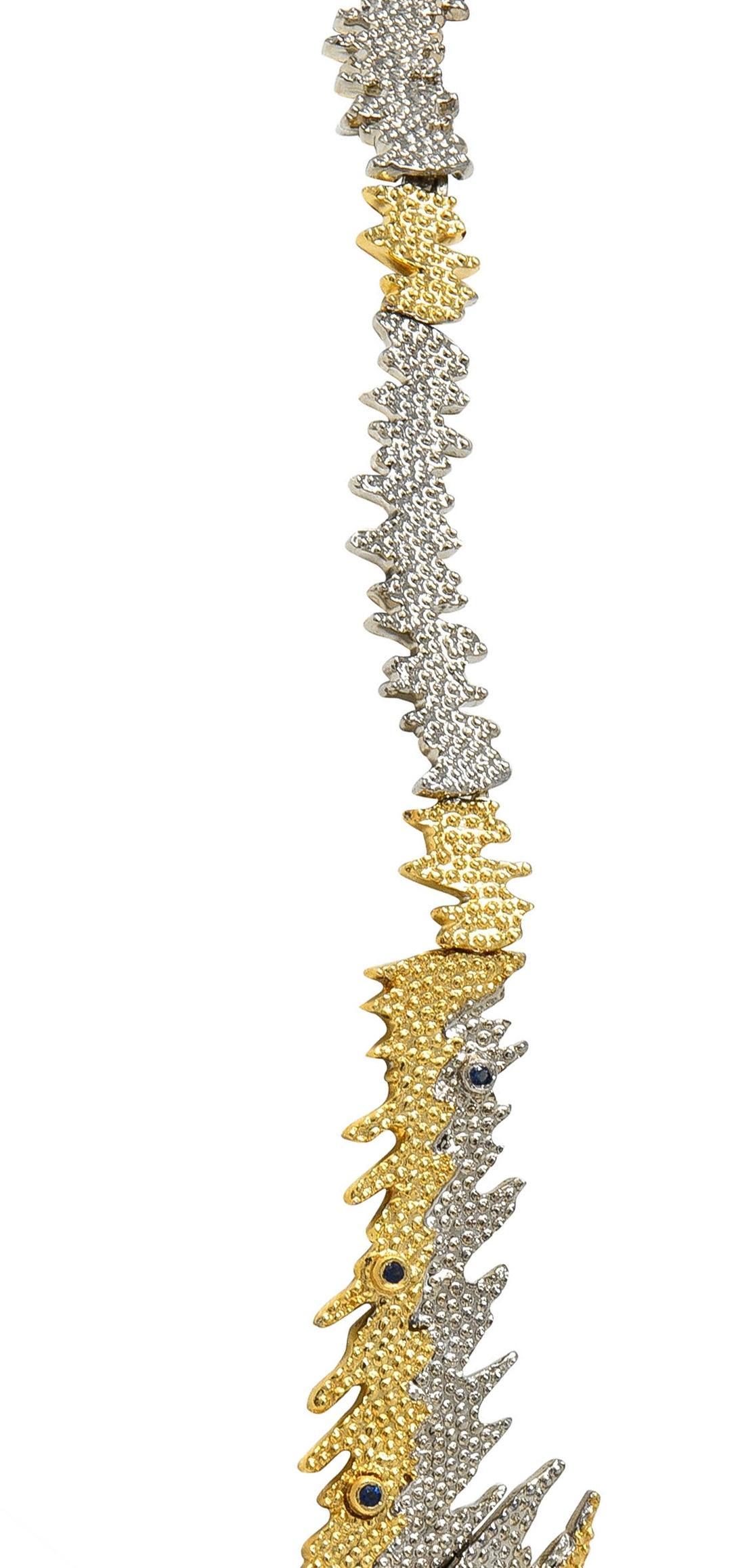 Erté 1970's Sapphire Diamond Silver 14K Vintage Sophistication Necklace Brooch For Sale 7