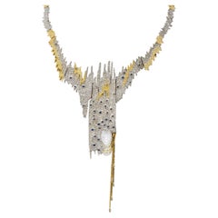 Erté 1970's Zafiro Diamante Plata 14K Sofisticación Vintage Collar Broche
