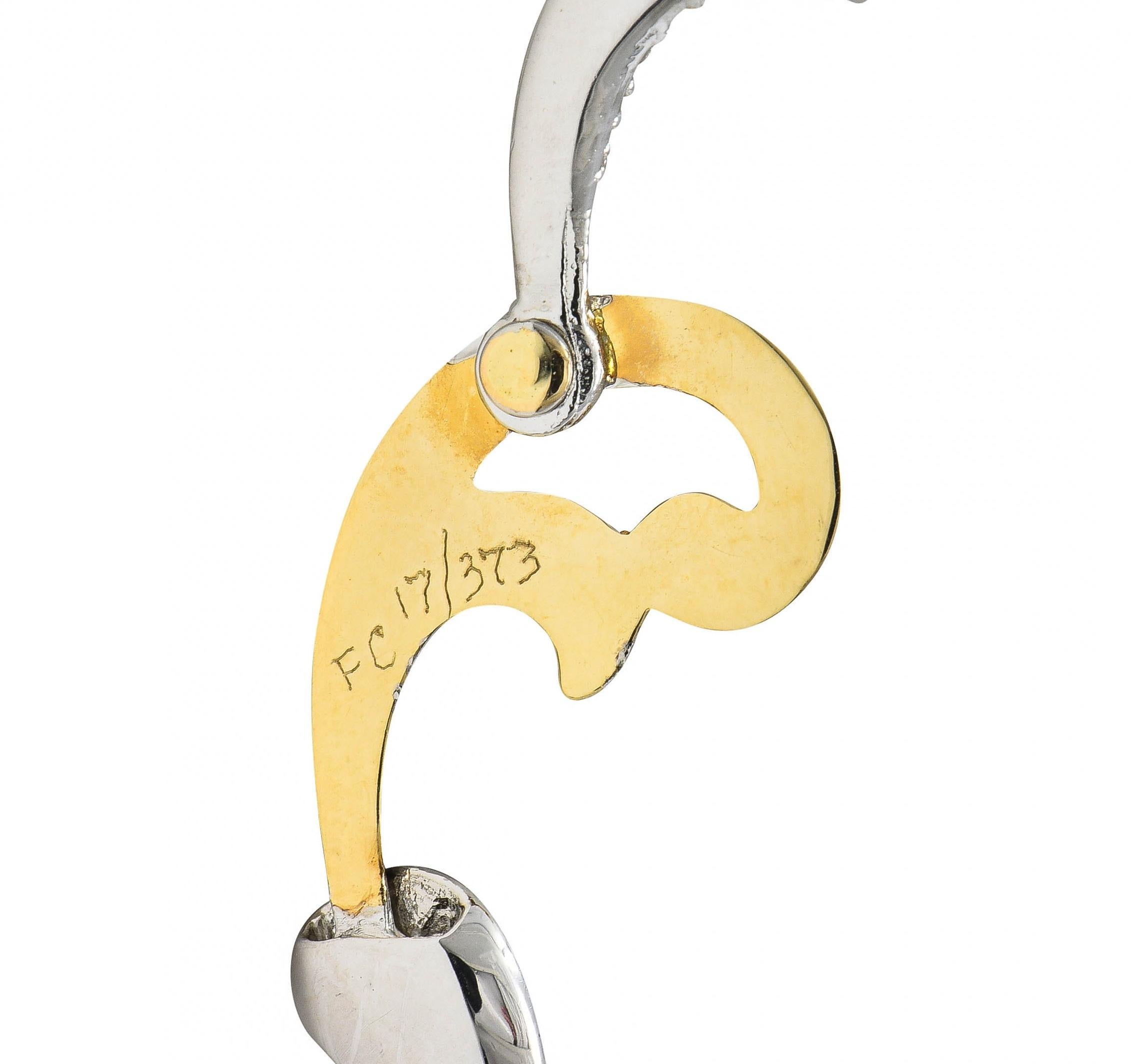 Erté 1980 Collana con diamante e madreperla in oro 14 carati e argento A. Silver in vendita 5