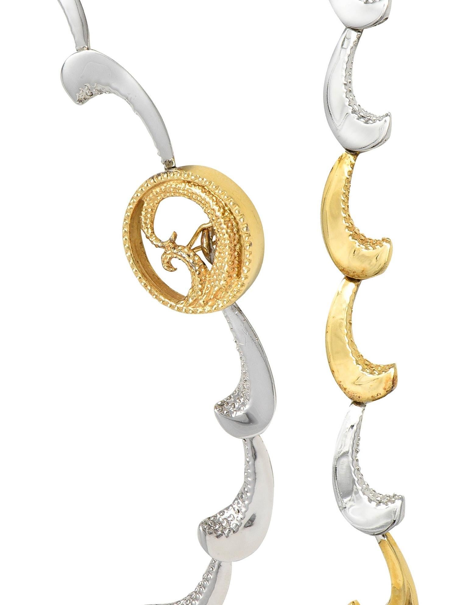 Erté 1980 Collana con diamante e madreperla in oro 14 carati e argento A. Silver in vendita 11