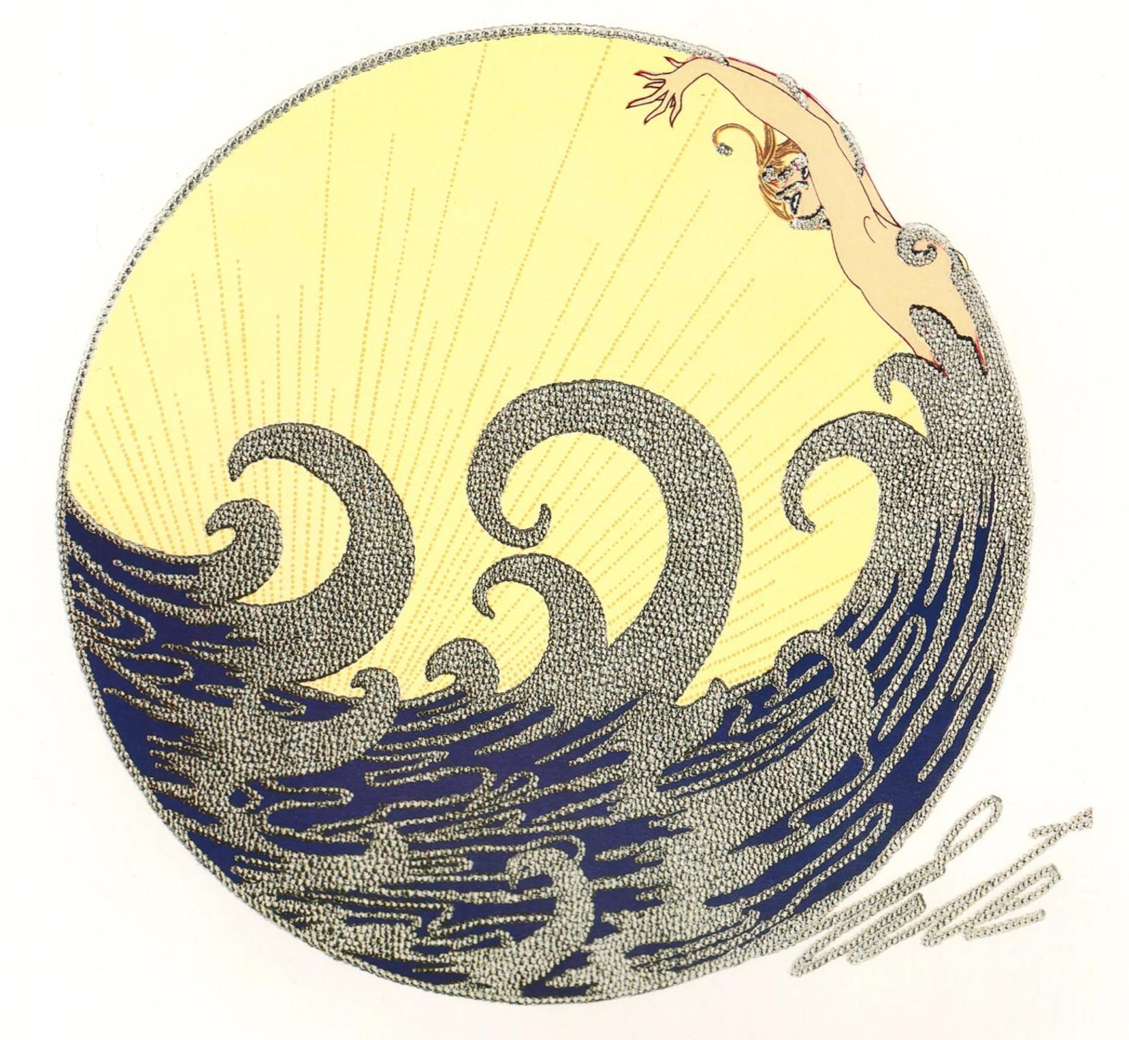 Erté 1980 Collana con diamante e madreperla in oro 14 carati e argento A. Silver in vendita 15