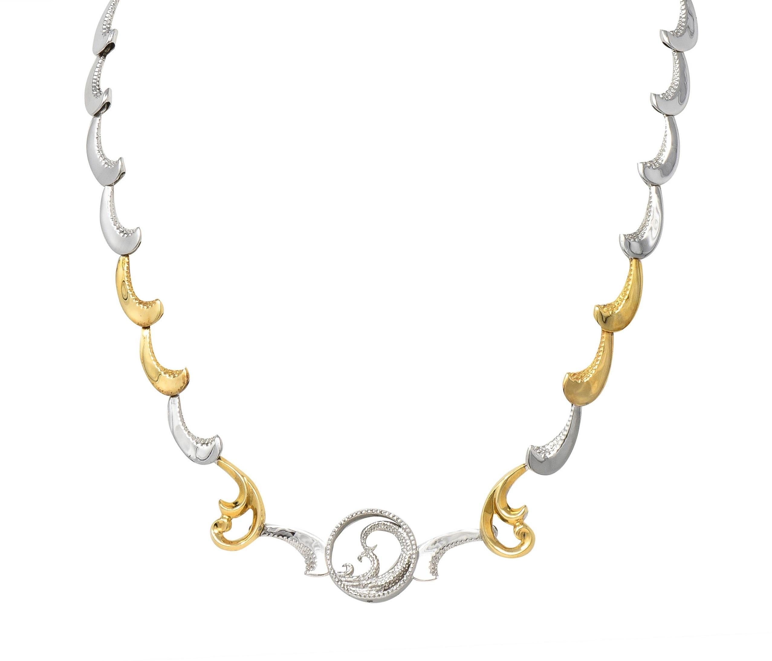 da uomo o donna Erté 1980 Collana con diamante e madreperla in oro 14 carati e argento A. Silver in vendita