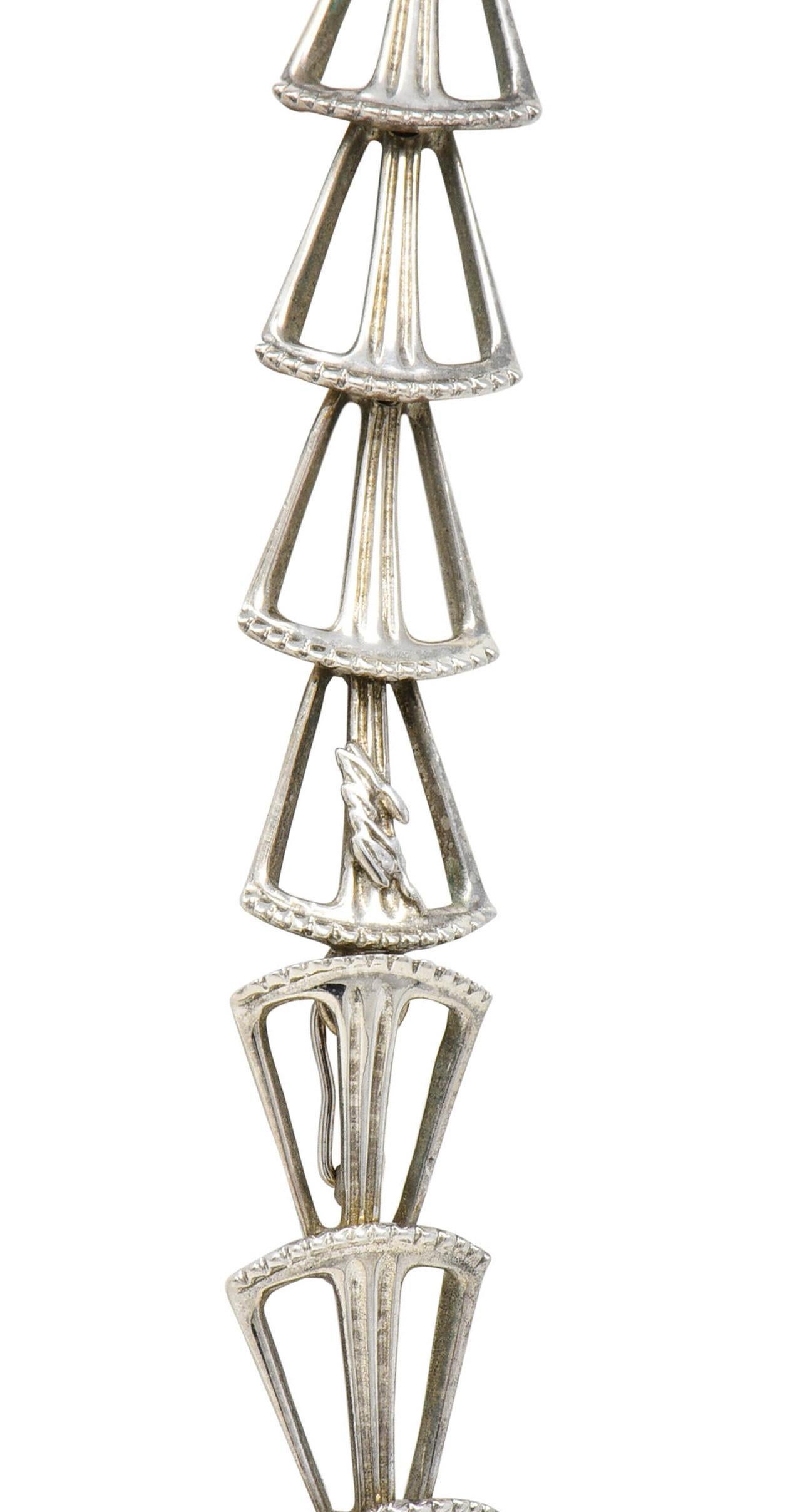 Erté 1980s 1.45 CTW Diamond Sapphire 14K Gold Silver Mystere Brooch Necklace For Sale 8