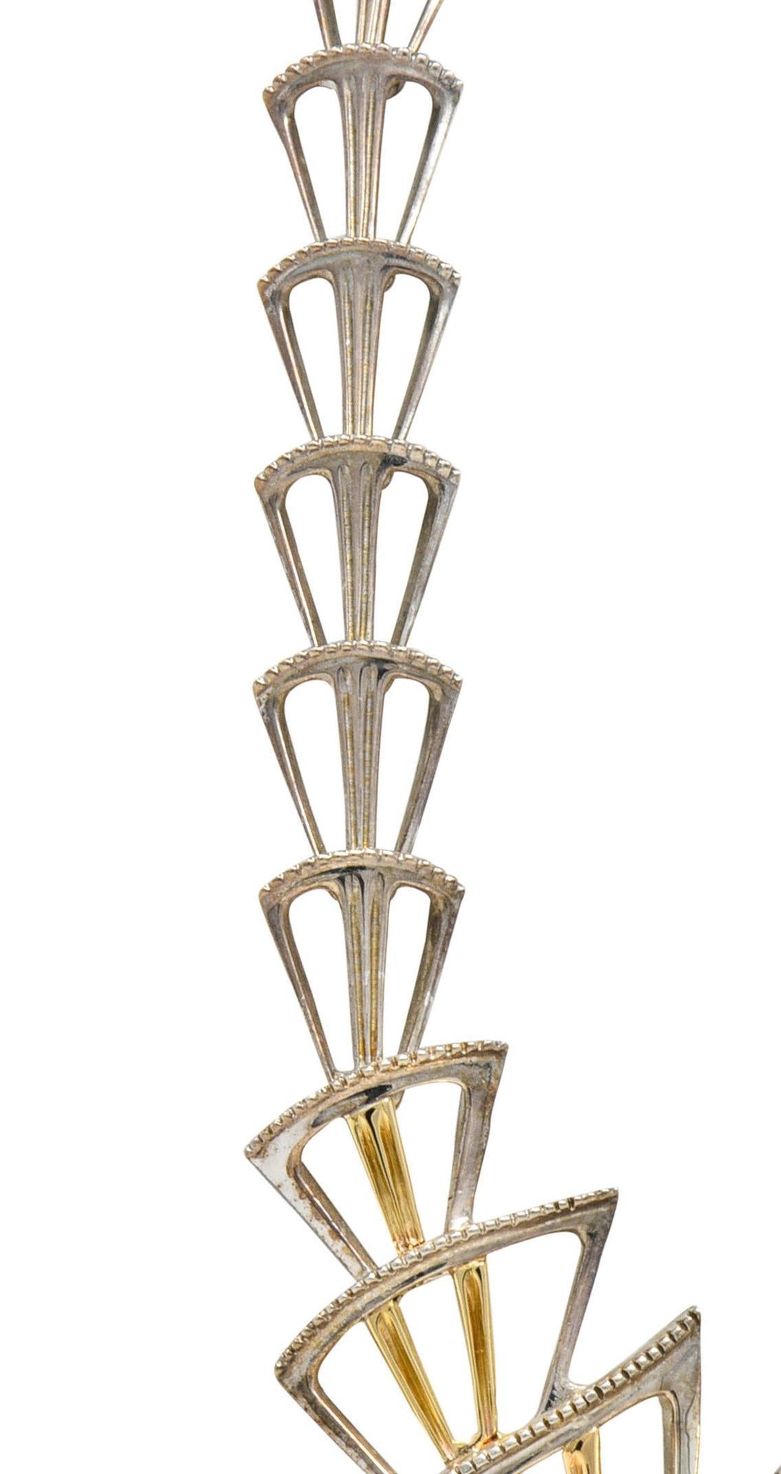 Erté 1980s 1.45 CTW Diamond Sapphire 14K Gold Silver Mystere Brooch Necklace For Sale 9