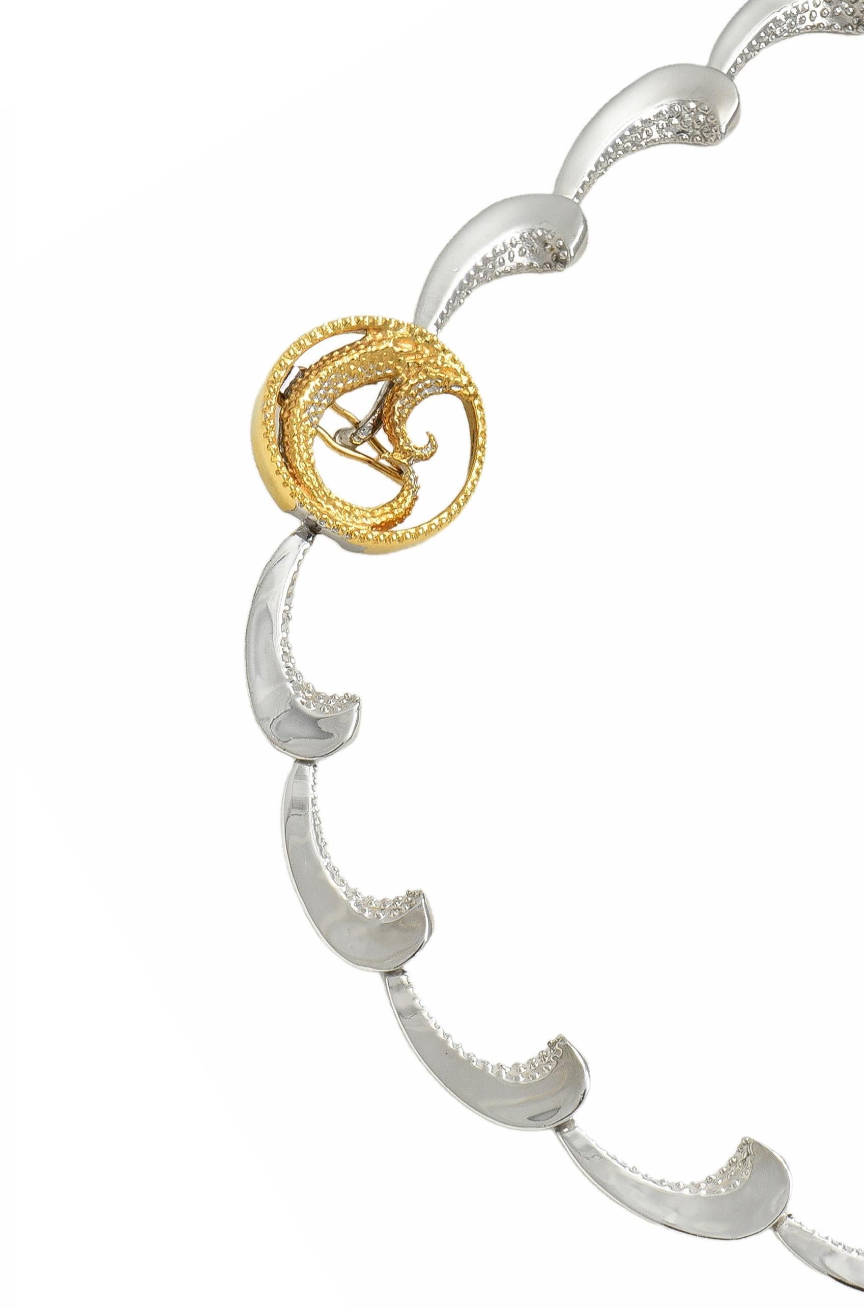 Erte 1980's Diamond Onyx 14 Karat Yellow Gold Silver Aphrodite Brooch Necklace 9