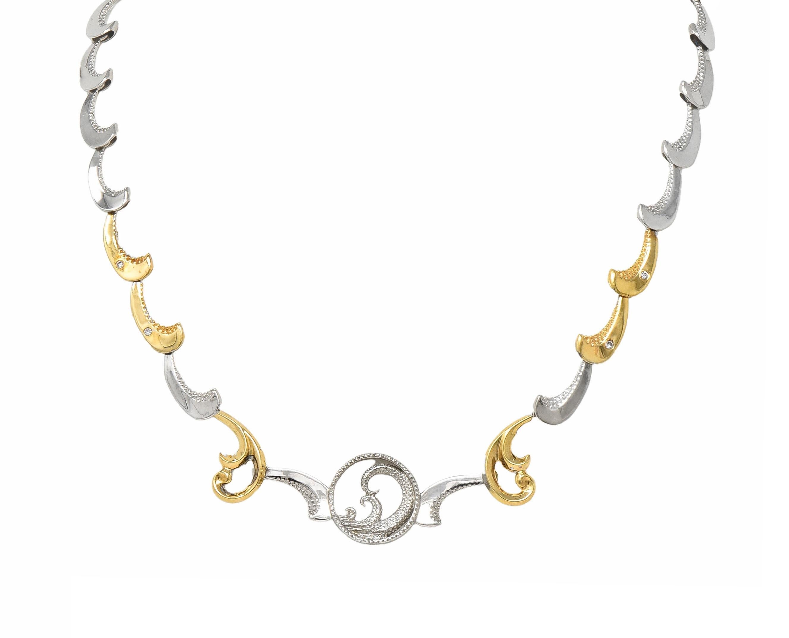 Comprised of a tiered wave motif link chain with a round central station - detachable as brooch
Designed as a 45.0 mm round onyx tablet bezel set with a highly rendered overlay
Opaque glossy black - gold overlay designed as the goddess Aphrodite