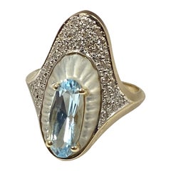 Erte Alouette Gold Diamonds and Topaz Ring
