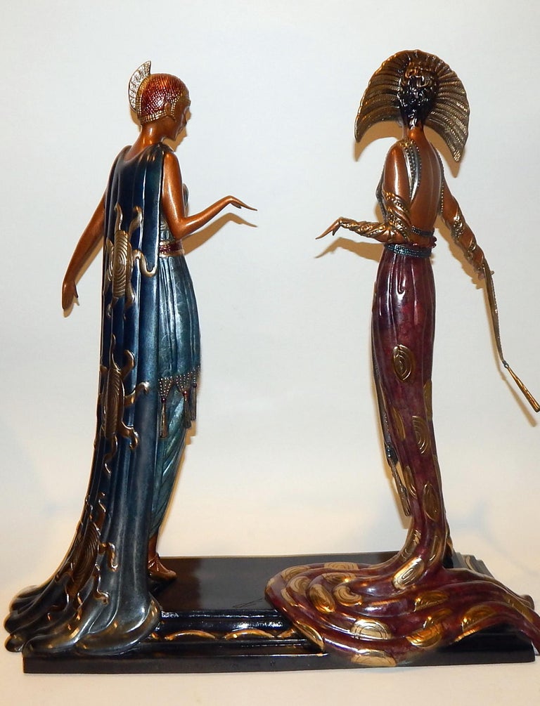 Erte Art Deco Bronze Sculpture 1990, Two Vamps For Sale at 1stdibs
