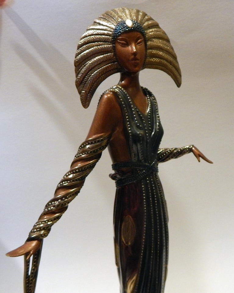 Erte Art Deco Bronze Sculpture 1990, Two Vamps For Sale at 1stdibs