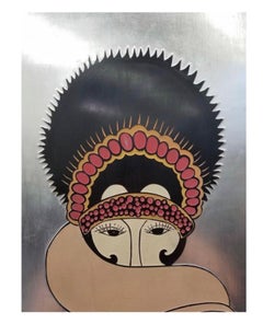 Erté Art Deco Style Silver Leaf Three-Panel Screen Art Room Divider