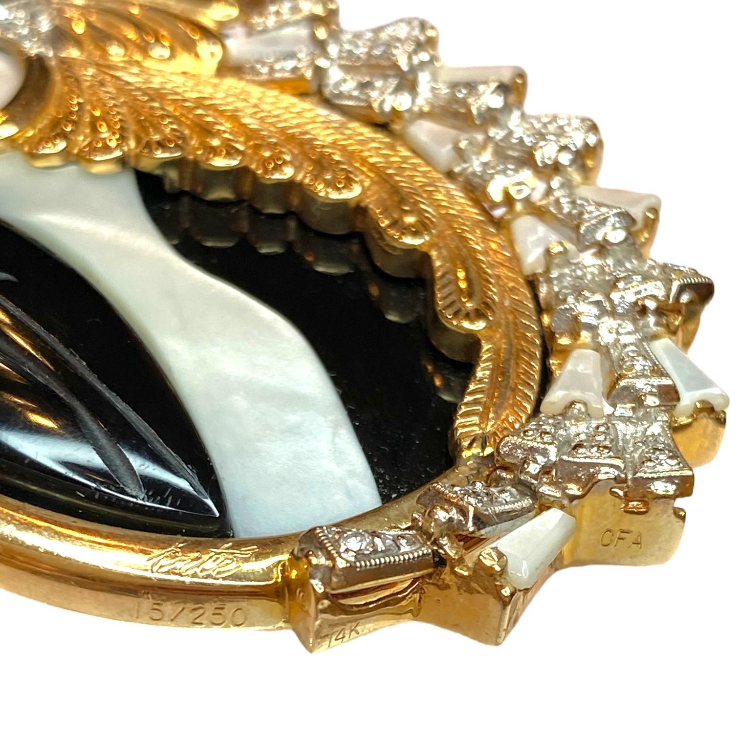 Erté Beauty and the Beast 14K Yellow Gold Necklace In Good Condition In Henderson, NV