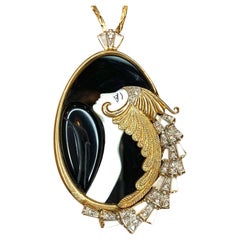 Erté La Bella y la Bestia Collar de oro amarillo de 14 quilates