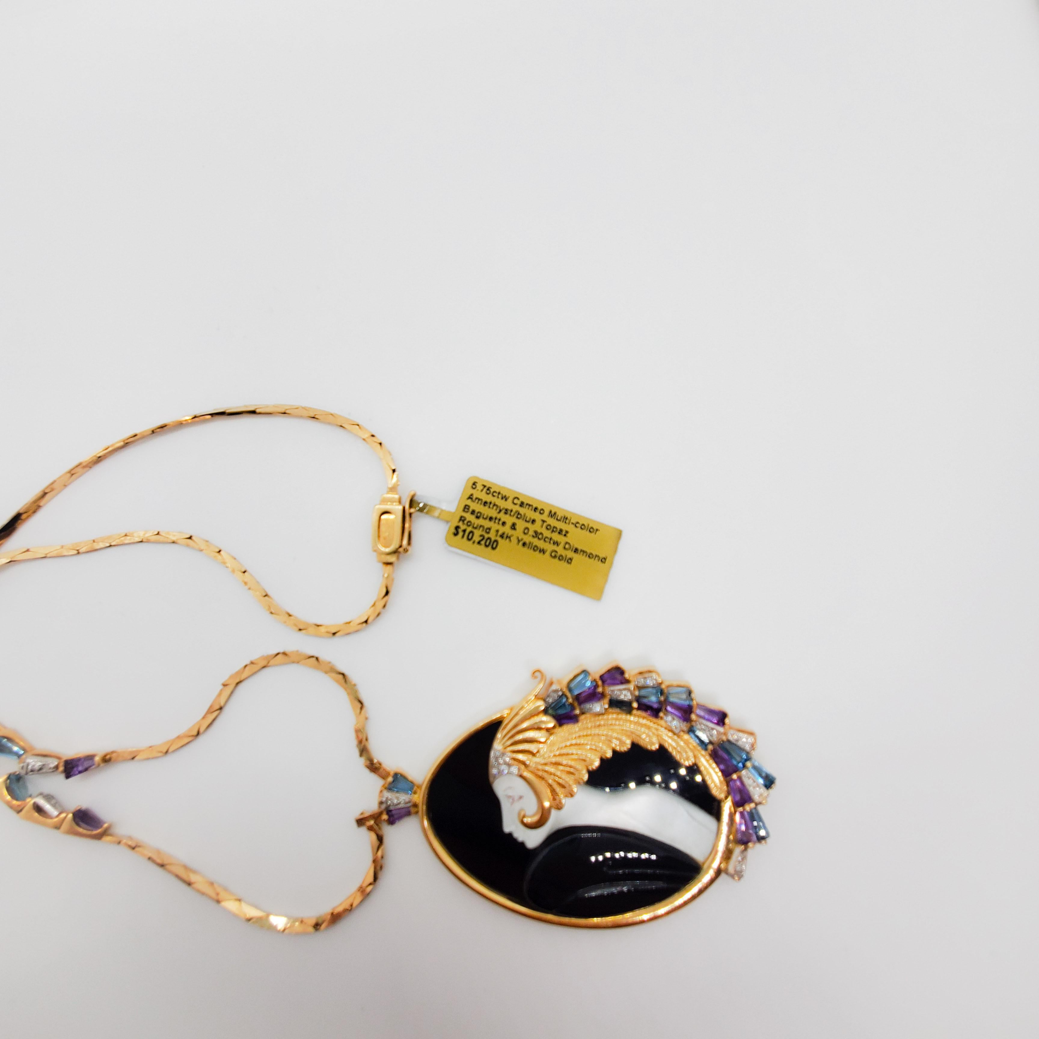 Erté Schöne und das Biest Halskette aus 14 Karat Gelbgold (Rundschliff)