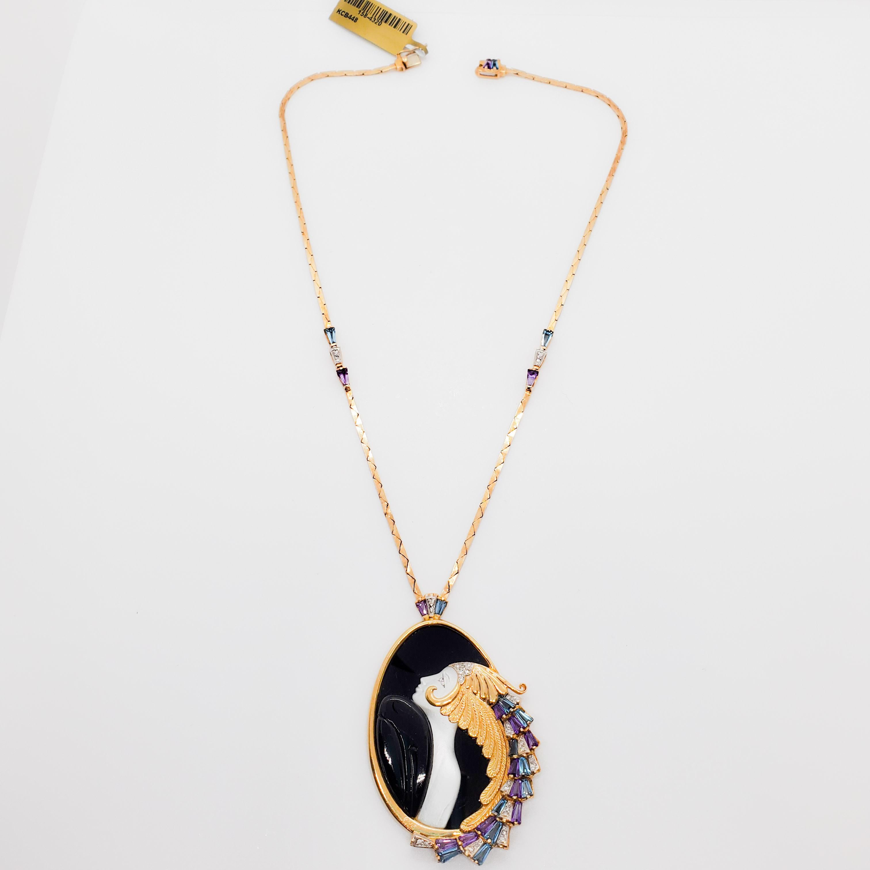 Erté Schöne und das Biest Halskette aus 14 Karat Gelbgold 2