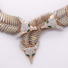 ERTE Convertible Necklace Pendant In 14Kt Gold Sterling With Emerald And Diamond
