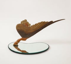 Specchio da tavolo Erte "Coquette" in bronzo e vetro