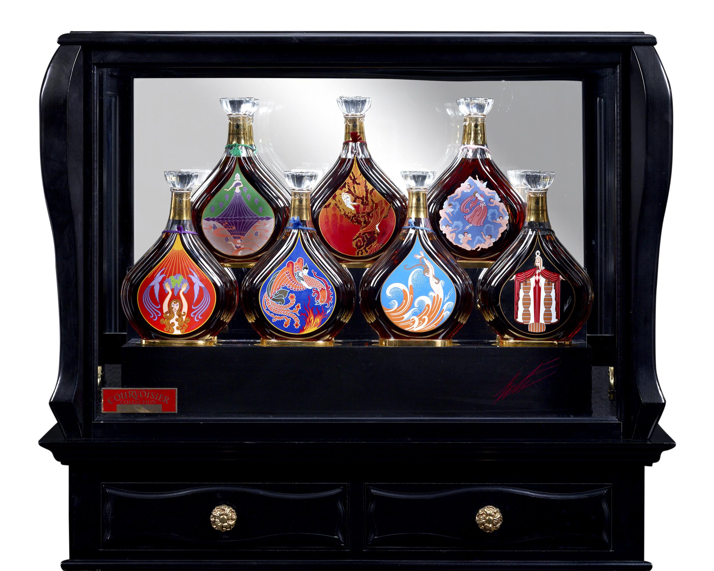 The Erté Courvoisier Cognac collection was created by one of the great masters of Art Deco and fashion illustration, Erté (aka Romain de Tirtoff), in collaboration with one of the most iconic names in fine liqueur, Courvoisier. The bottle shape was