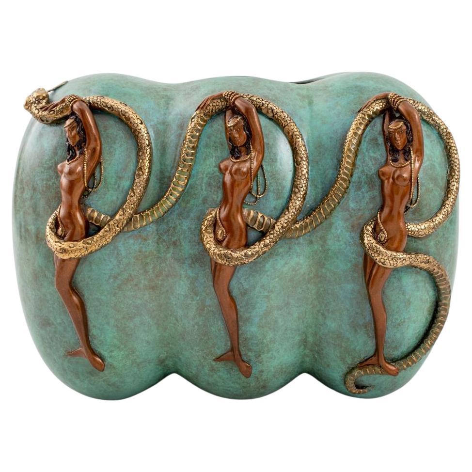 Erte "Eve" Patinated Bronze Bowl, 1989 For Sale