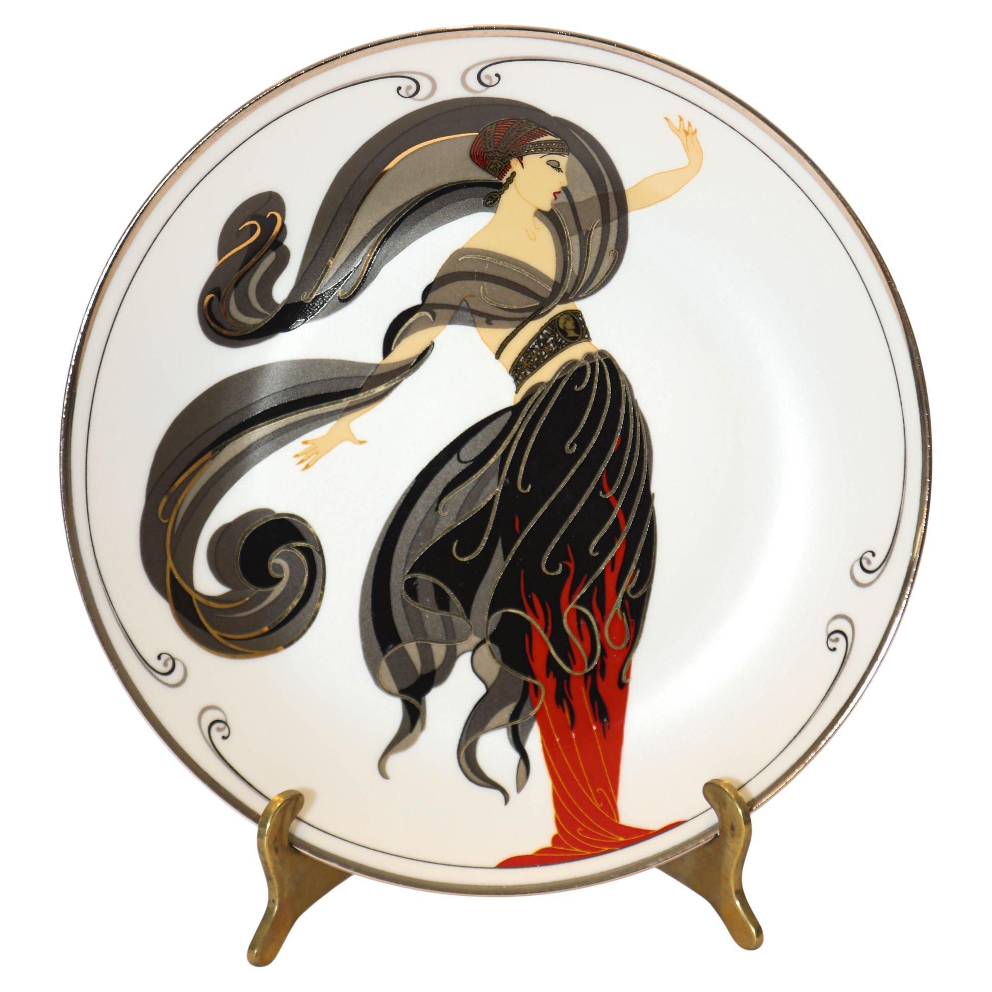 Erté "Flames of Love" Assiette Collector en porcelaine Sevenarts Romain de Tirtoff en vente