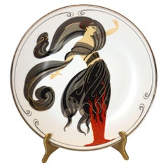 Erté "Llamas de amor" Placa de porcelana de colección Sevenarts Romain de Tirtoff