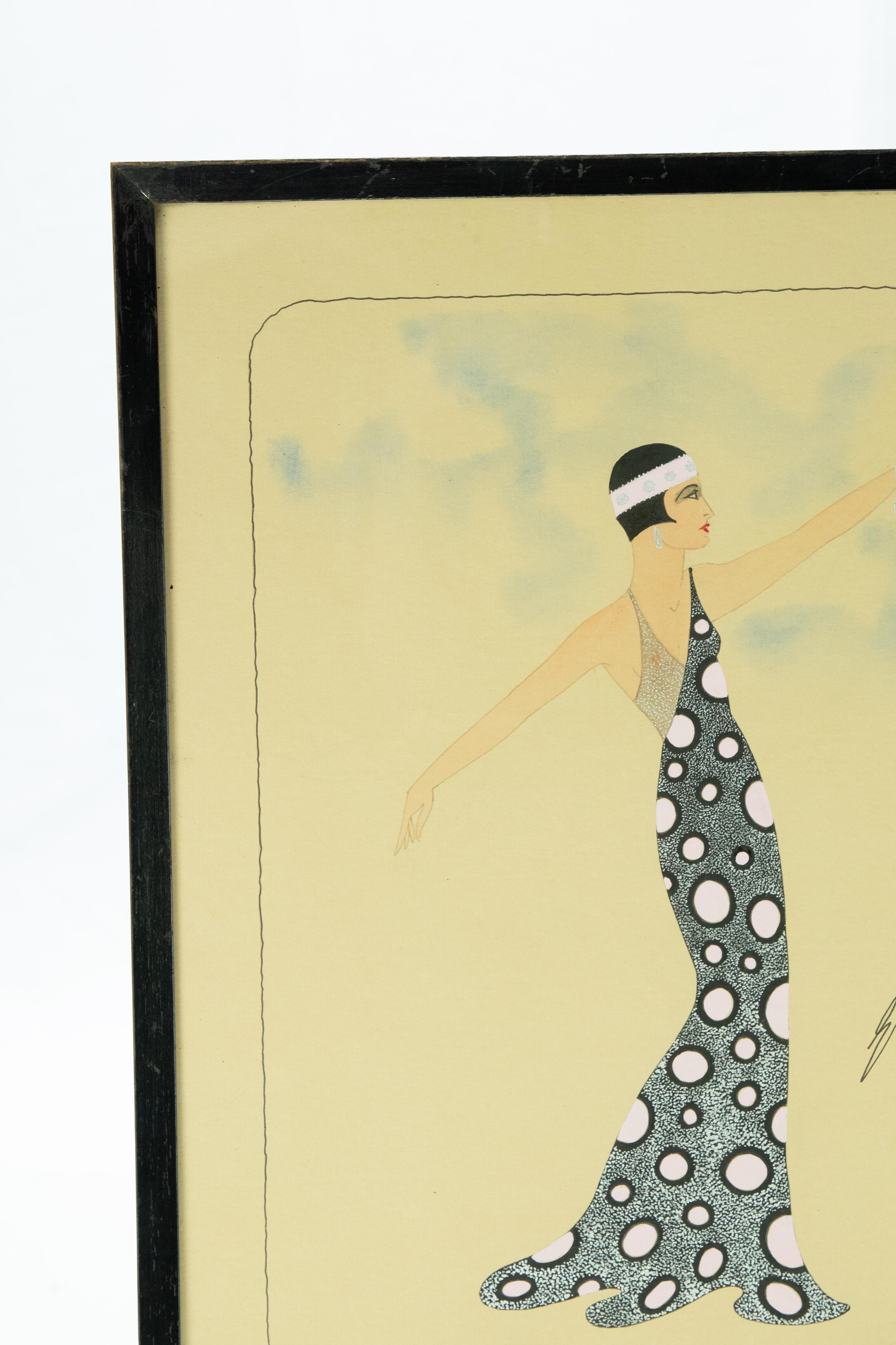 Hand-Crafted Erte' Grey and White Polka Dots For Sale