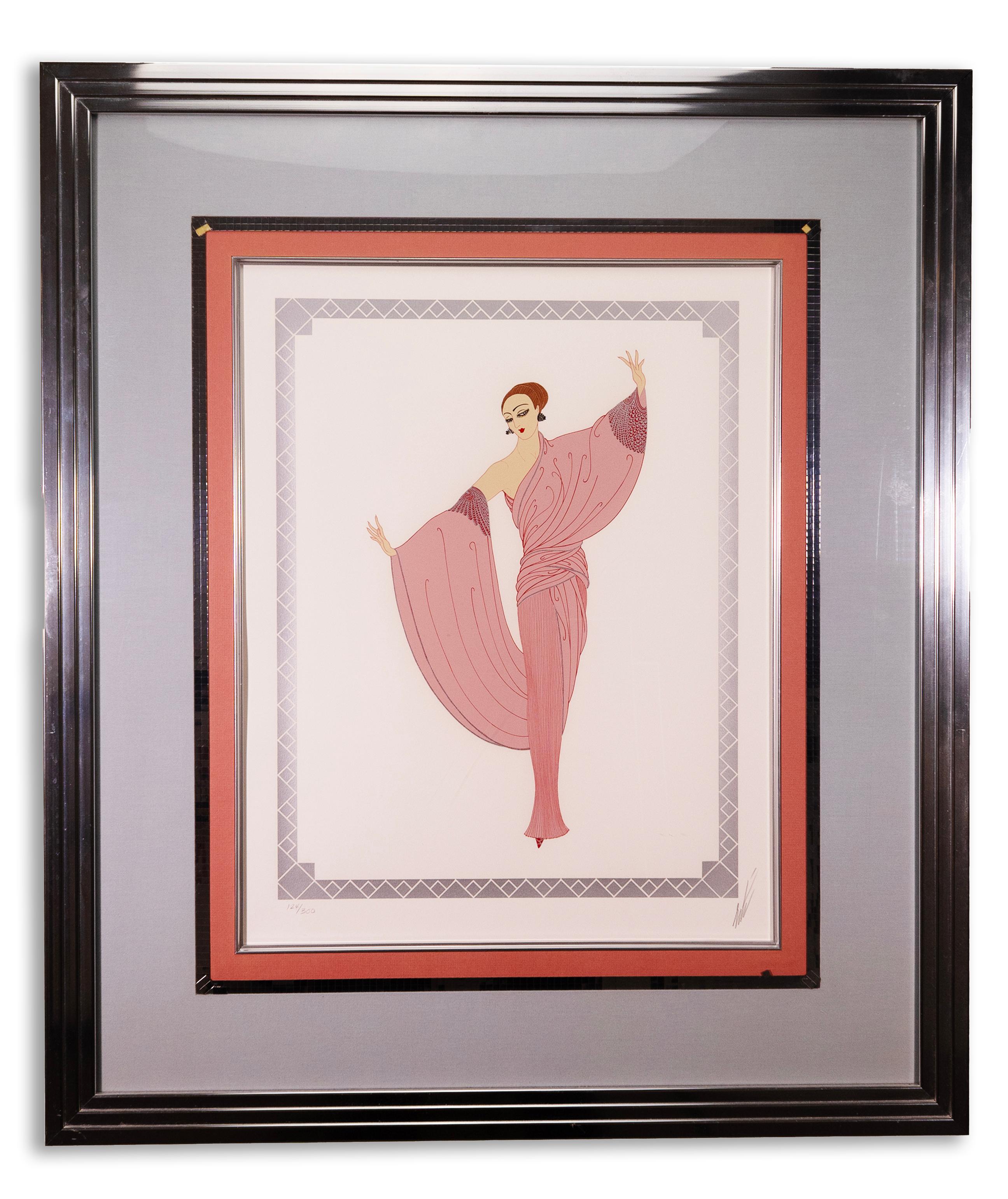 Erte In The Evening Serigrafia su carta firmata Art Deco contemporanea con cornice 1981 in vendita 3