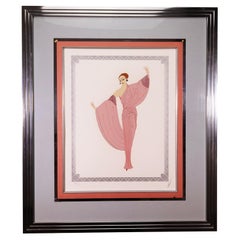 Erte In The Evening Signed Contemporary Art Deco Serigraph on Paper Framed 1981