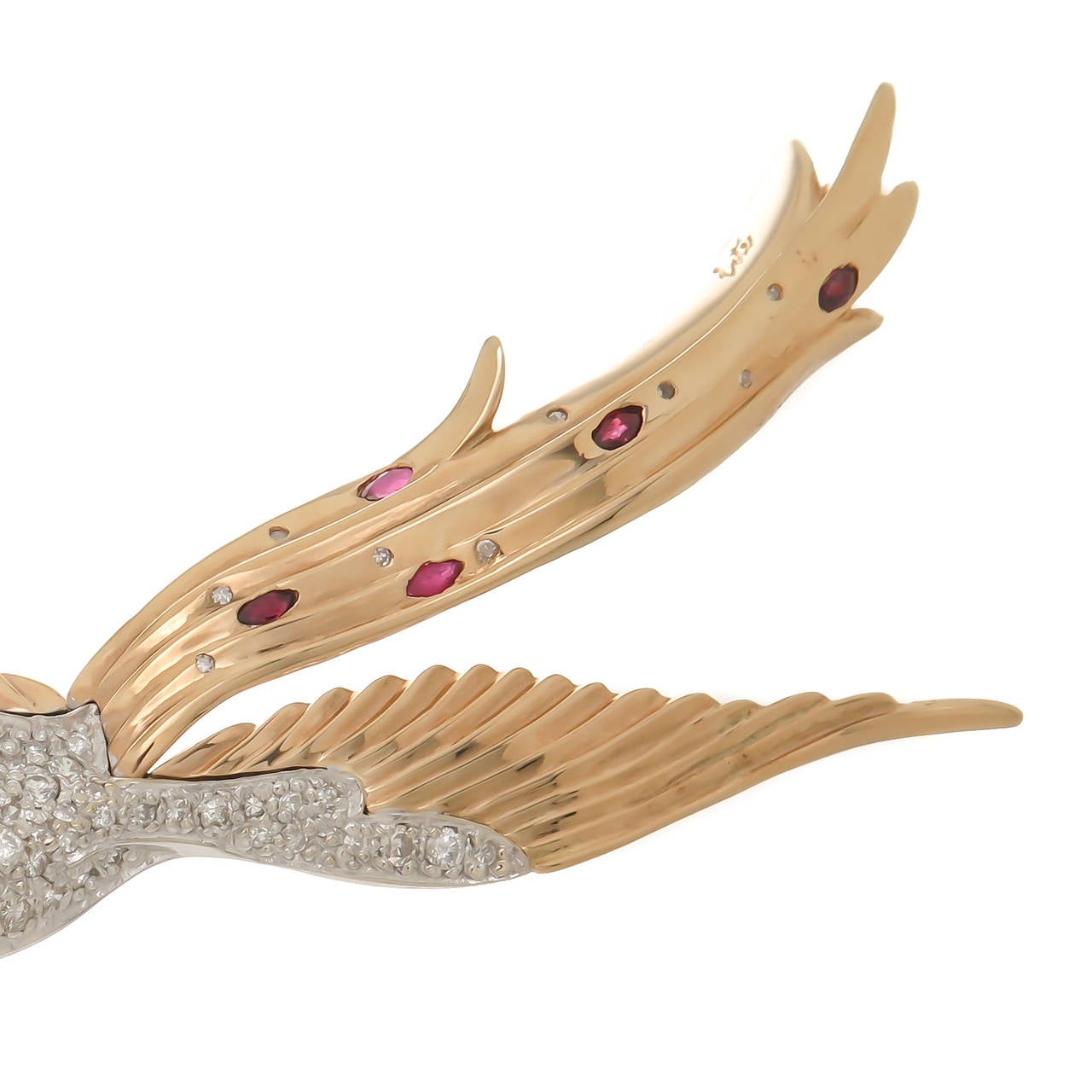 Erte Juno Ruby Diamond Gold Bird Necklace/Brooch 1