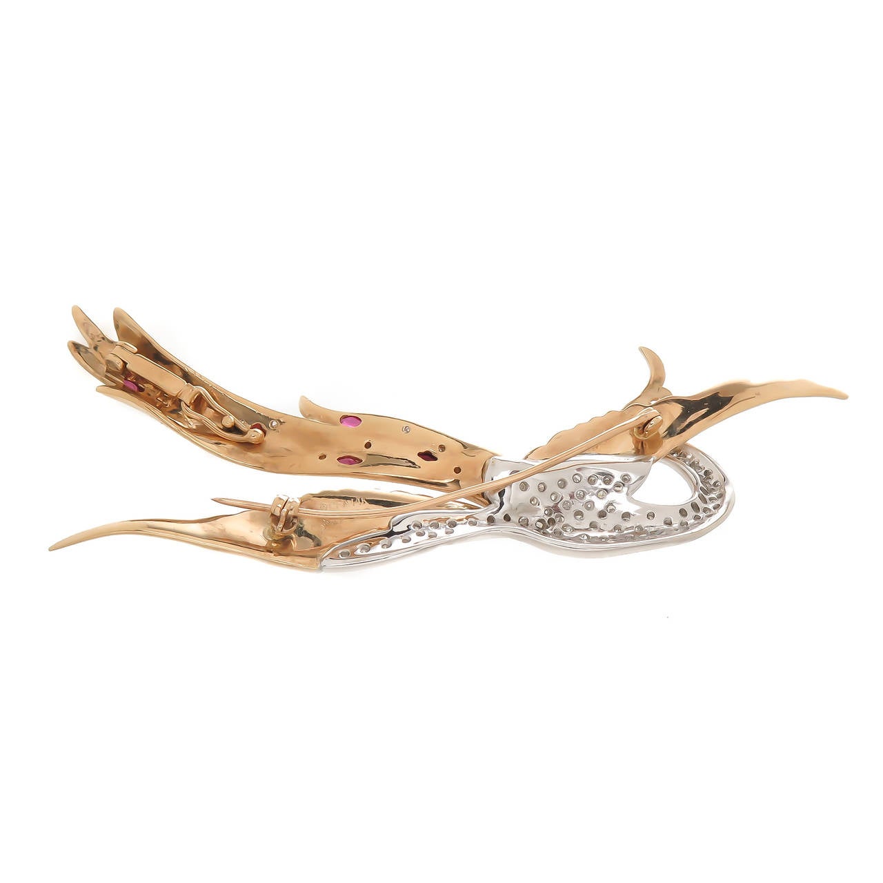 Erte Juno Ruby Diamond Gold Bird Necklace/Brooch 2