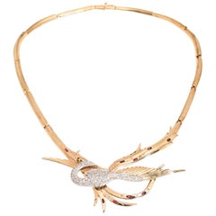 Erte Juno Ruby Diamond Gold Bird Necklace/Brooch