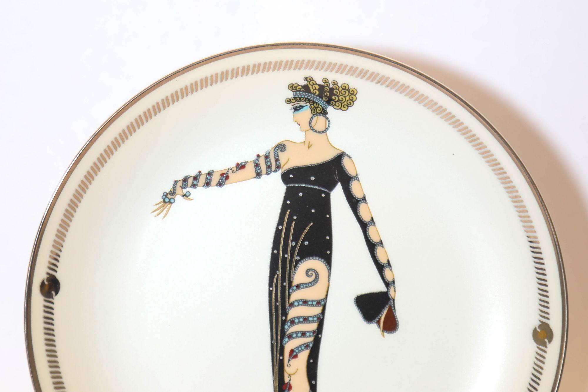 Piatto da collezione in porcellana della Casa di Erté Romain de Tirtoff 