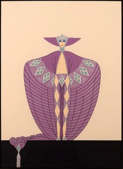 Erte La Somtueuse Signed Art Deco Silver Embossed Serigraph 16/300 Framed