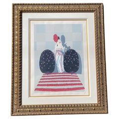 Retro Erte Lafayette Serigraph, Romain De Tirtoff Framed, Art Deco