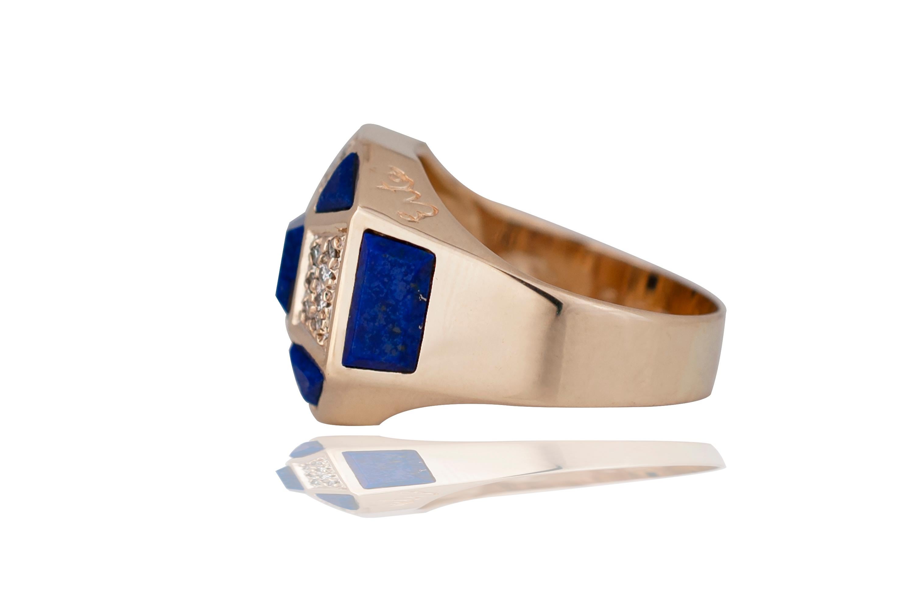 This stunning and timeless Erte' ring  has such gorgeous look.  Perfect for anyone looking to have a ring that's perfect for daily wear, the boardroom or evening wear.  This ring is dated to 1980 or so.  The ring weighs  10.9 grams and is crafted by