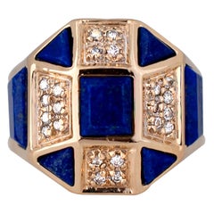 Erte' Lapis and Diamond Cocktail Ring