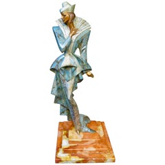 Erte Like Fashionable Woman Austrian Bronze