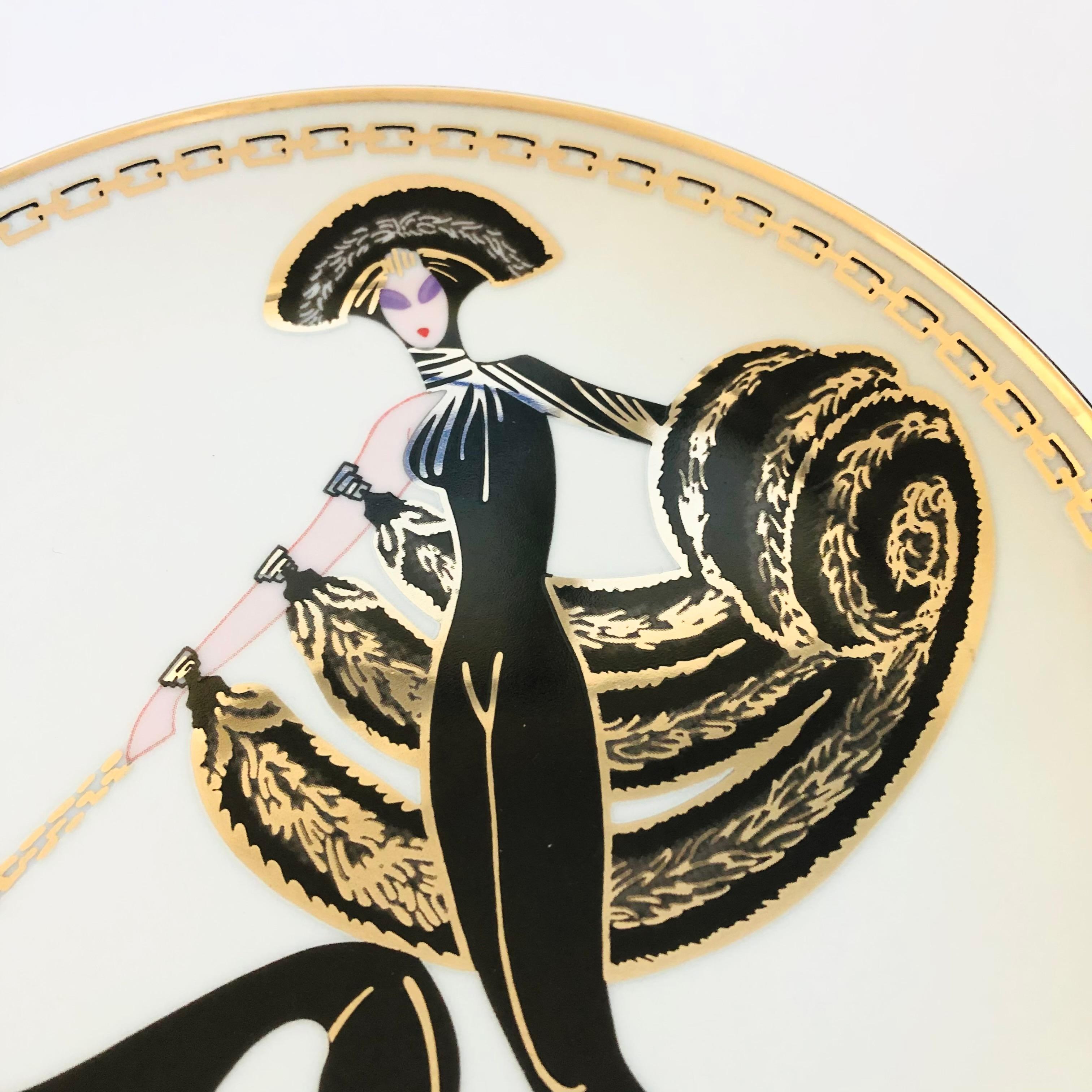 Erte Limited Edition Porcelain Plate - Symphony in Black In Good Condition In Fairfield, CA