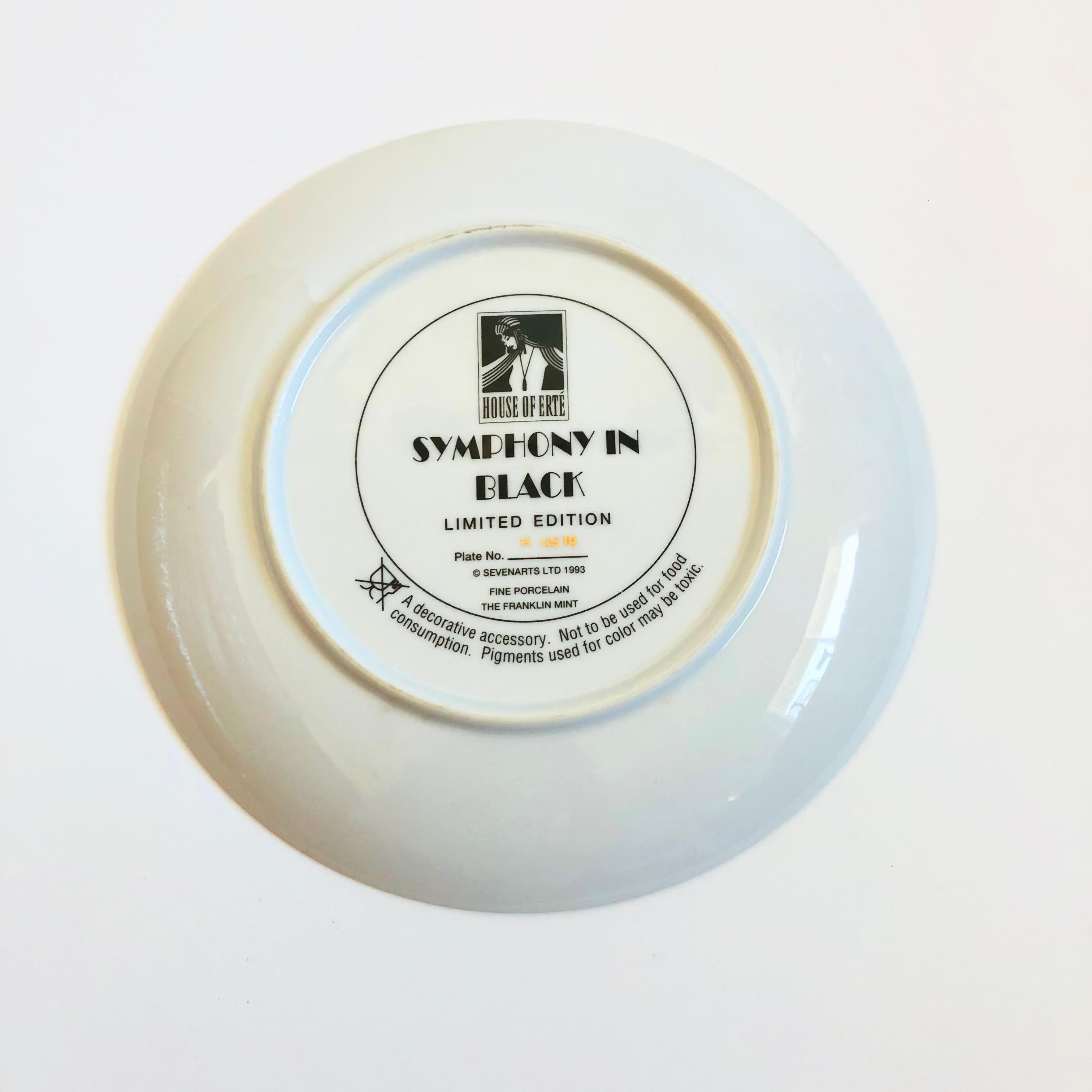 Erte Limited Edition Porcelain Plate - Symphony in Black 2