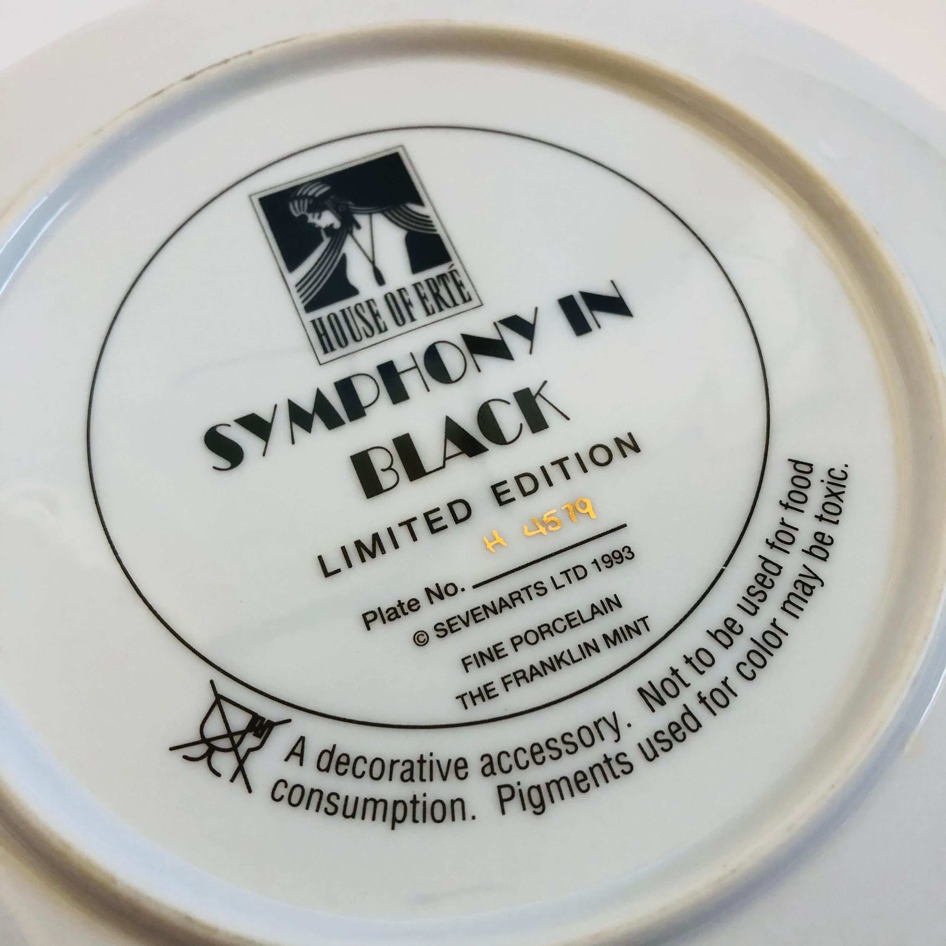 Erte Limited Edition Porcelain Plate - Symphony in Black 3