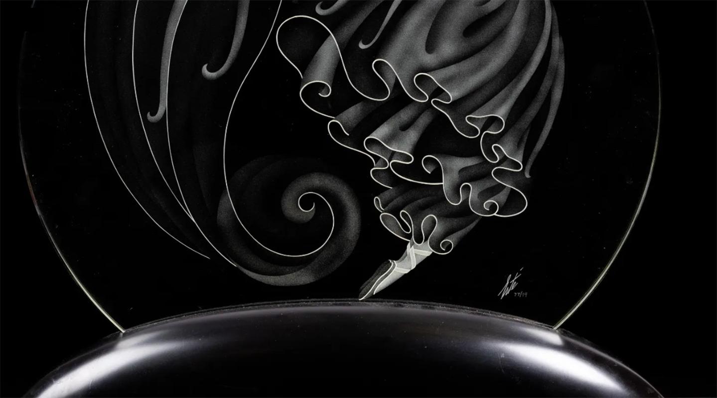 Etched Erté Luminaire For Sale