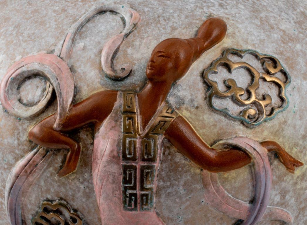 Patinierte Bronzevase „Oriental Mystery“ von Erte, 1990 (Chinoiserie) im Angebot