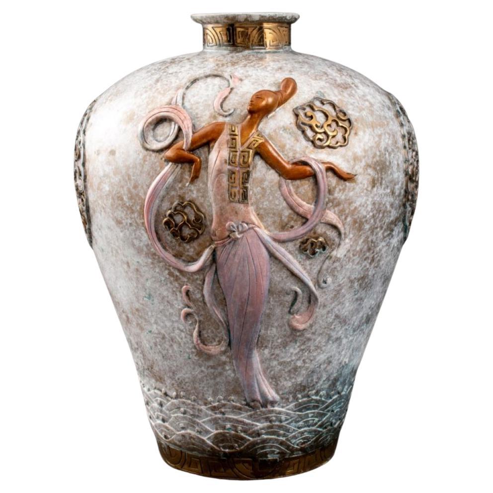 Erte "Oriental Mystery" Patinated Bronze Vase 1990 For Sale