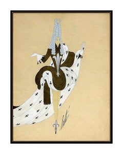 ERTE 2 Original Gouache Painting Marie Antoinette Dress Design Signed Tirtoff