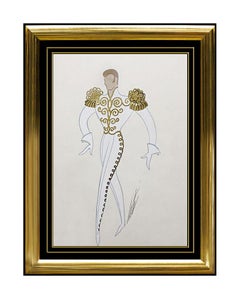 ERTE Original Gouache Painting Authentic Signed Art Deco Male Costume Design SBO