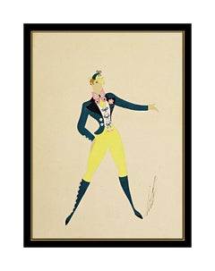 ERTE Original Gouache Painting Authentic Signed Deco Artwork Male Costume Design